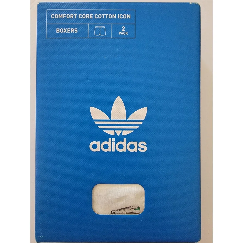 Adidas Original Mens 2-Pack Woven Boxers Comfort Core Cotton Icon White M GB0883
